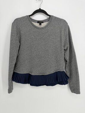 J.Crew Gray Navy Double Pleated Hem Coastal Sweatshirt Women’s Small